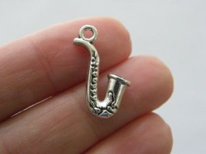 8 Saxophone charms antique silver tone MN59