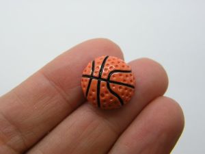 10 Basketball ball embellishment cabochons orange black resin SP113