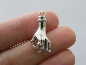 8 Hand gesture OK charms antique silver tone M173