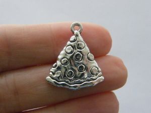 8 Slice of pizza pendants antique silver tone FD229