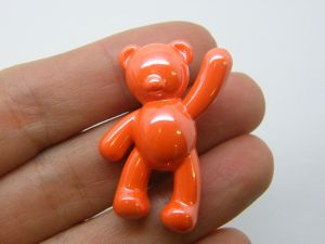 8 Teddy bear pendants orange AB acrylic P335