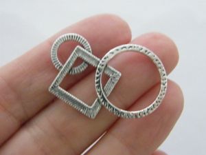 8 Geometric shapes connector charms antique silver tone M115