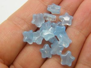 30 Star beads AB  turquoise blue glass AB617