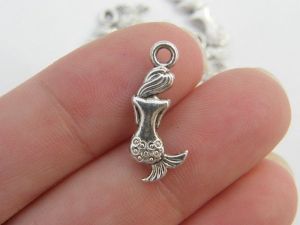 12 Mermaid charms antique silver tone FF1