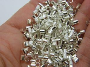 350 Tube crimps silver plated tone 3 x 3mm brass FS469