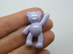8 Teddy bear pendants lilac AB acrylic P401