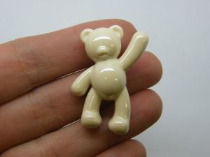 8 Teddy bear pendants creme AB acrylic P312