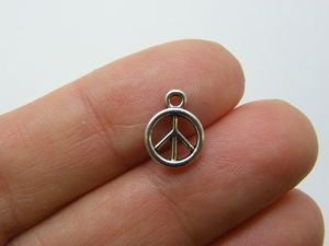 14 Peace sign charms antique silver tone P58
