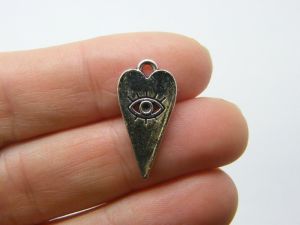 8 Eye hart charms antique silver tone I24