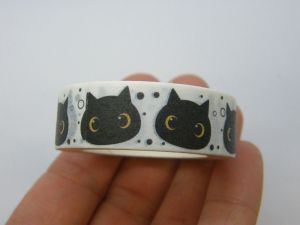 1 Black cat face washi tape black and white ST