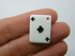 8 Playing card clubs  white black resin P748