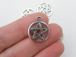 8  Pentagram charms antique silver tone HC86