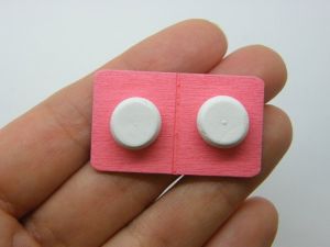 4 Pills tablet embellishment cabochon salmon pink white wood MD97