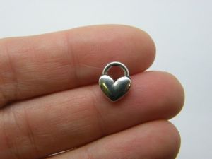10 Heart charms antique silver tone H202