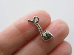 8 Pipe charms antique silver tone P707
