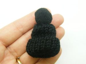 4 Knitted hat toques embellishment miniature black CA