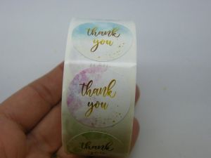 1 Roll thank you gold 500 stickers A01