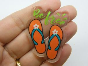 2 Be free flip flop sandal shoe charms resin CA170