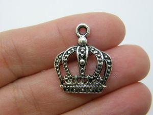 6 Crown charms antique silver tone CA13