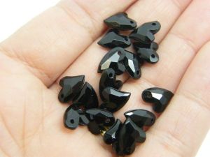20 Heart charms black acrylic H100