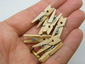 20 Small natural wooden pegs P753