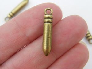 12 Bullet charms antique bronze tone G33