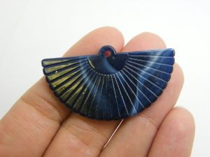 8 Fan pendants imitation stone blue acrylic CA54
