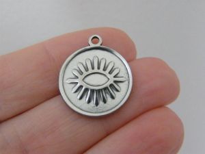 2 Eye charms stainless steel I14