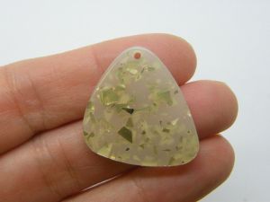 12 Triangle imitation gemstone pendants gold foil resin M512