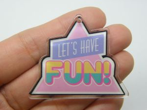 6 Let&#39;s have fun pendants pink clear acrylic M493