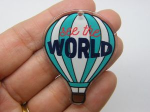 2  Hot air balloon see the world pendants acrylic M55