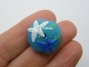 1 Starfishes bead handmade lamp work blue glass FF520