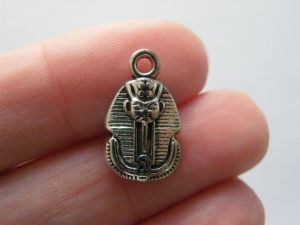 14 Egyptian pharaoh pendants antique silver tone WT96