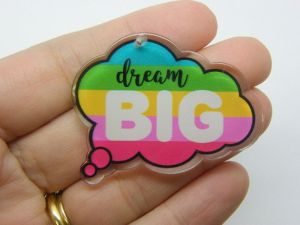 2 Dream big rainbow speech bubble pendants acrylic M355