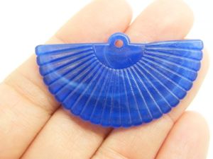 12 Fan pendants imitation stone royal blue acrylic CA20