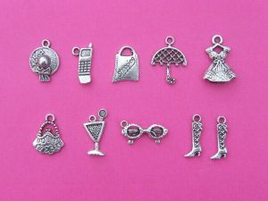 The Out and About Collection - 10 antique silver tone charms