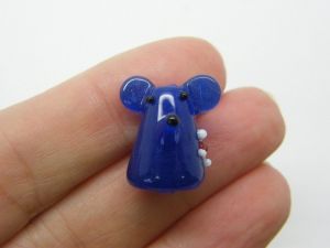 1 Mouse bead handmade royal blue lamp work glass A566