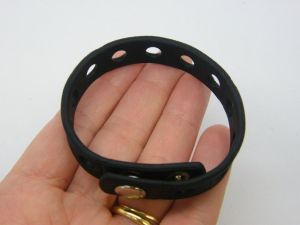 4 Bracelets black silicone adjustable FS