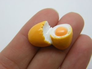 10 Cracked open egg embellishments cabochons resin FD515