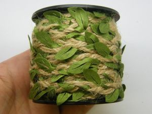 10 Meter brown and green leaves hemp cord 01C