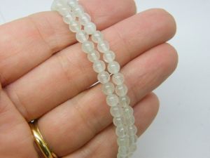 90 Natural dyed  jade beads pale grey 4mm beads B263