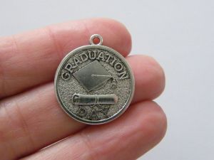 8 Graduation day charms antique silver tone P318