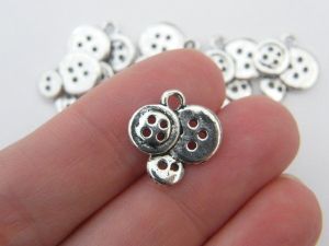 8 Buttons charms antique silver tone P516