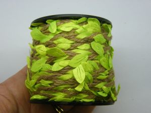 10 Meter brown and green leaves hemp cord 01B