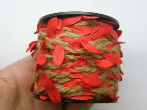 10 Meter brown and red leaves hemp cord 01E
