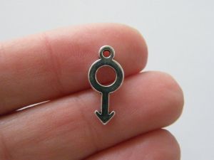 20 Male symbol charms antique silver tone M451 - SALE 50% OFF