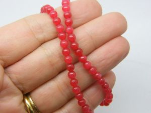 90 Natural dyed  jade beads red 4mm beads B53