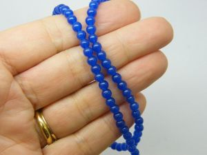 90 Natural dyed  jade beads royal blue 4mm beads B53