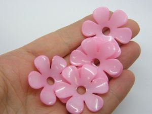 30 Flower bead caps pink AS plastic FS314