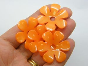 30 Flower bead caps orange AS plastic FS314